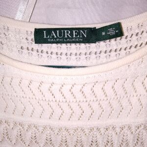 Lauren Ralph Lauren lace white midi dress sz med sleeveless sexy classy
